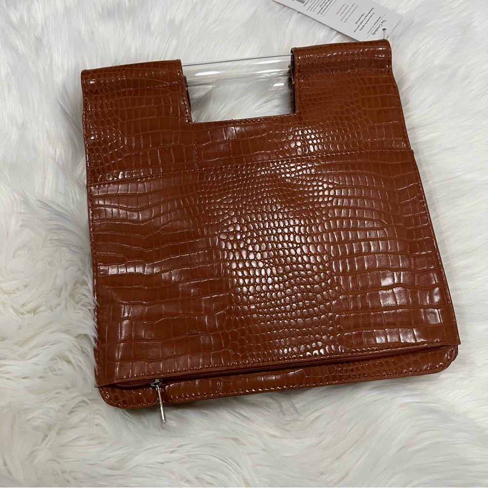 BEIS Tan Crocodile-Embossed Crossbody Tote NWT - Picture 5 of 9